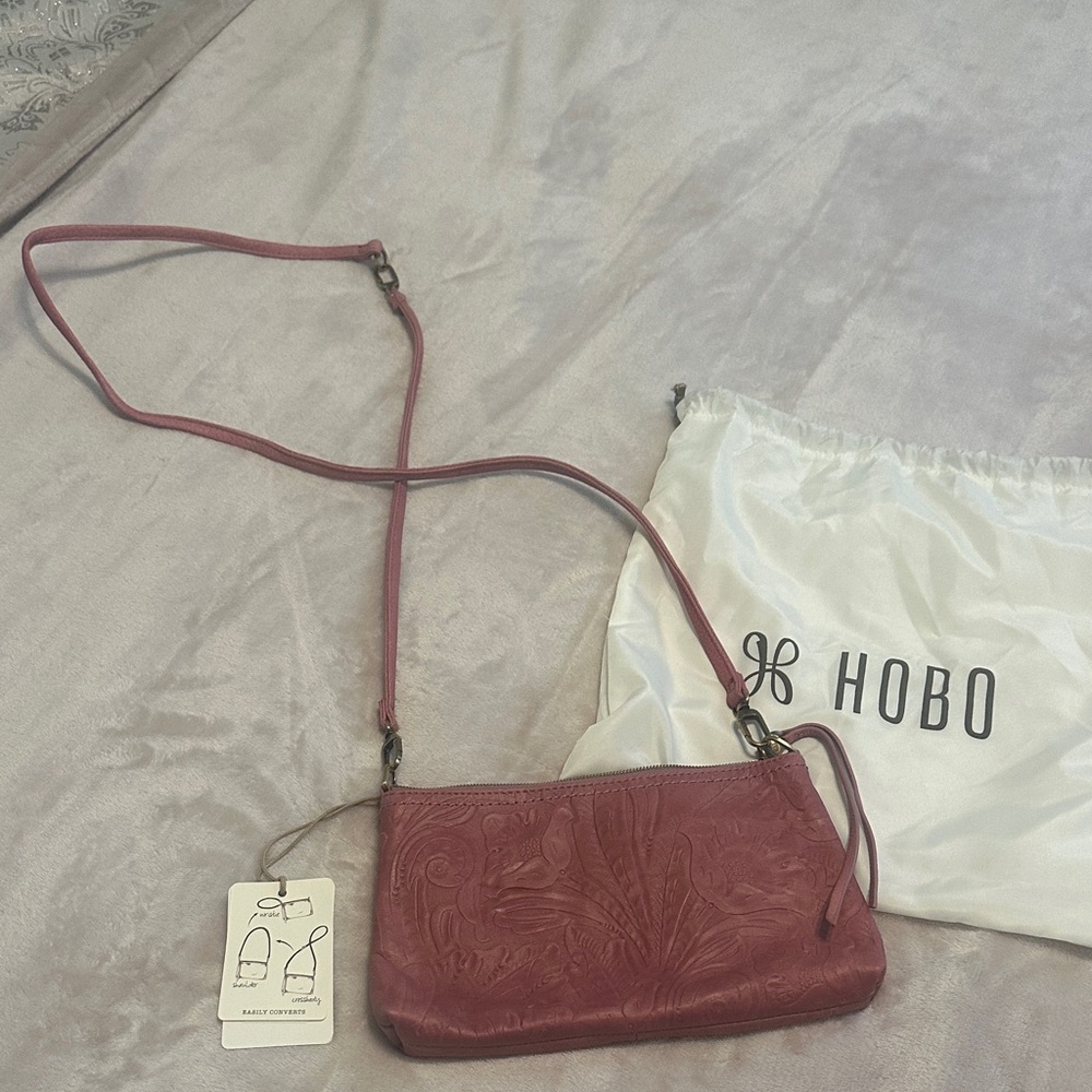 HOBO Embossed Leather Crossbody in Rose